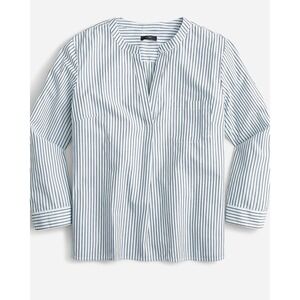J. Crew Reimagined Striped Button Up Shirt Women's XS Band Collar Long Sleeve